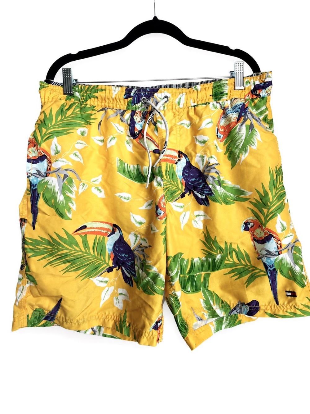 Tommy Hilfiger Tropical Swim Trunks Yellow Bird Print Size S